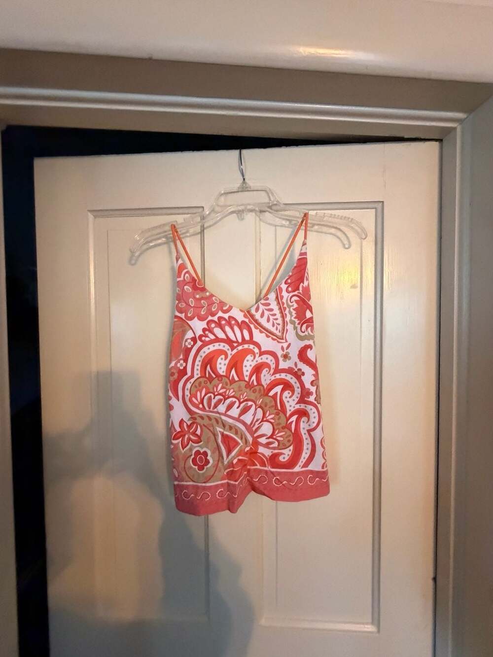 B.Y.B. By Susan Lawrence Cami Top Size L Pink Floral Print Cotton Spandex